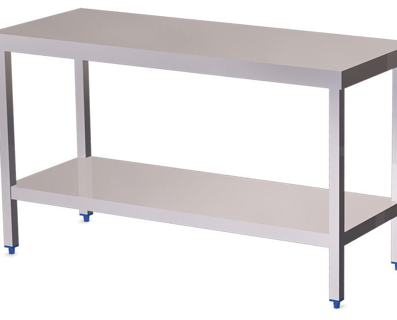 mesa inox central con entrepaño imagen 3